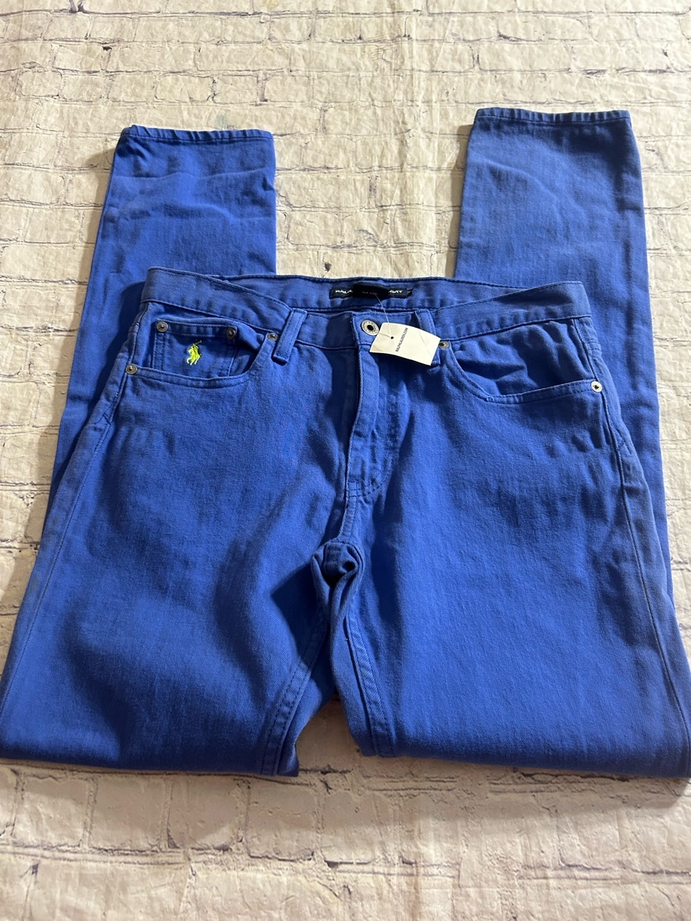 RALPH LAUREN SPORT BLUE COLOR 5 POCKETS WITH GREEN PONY ON POCKET JEANS SIZE 29